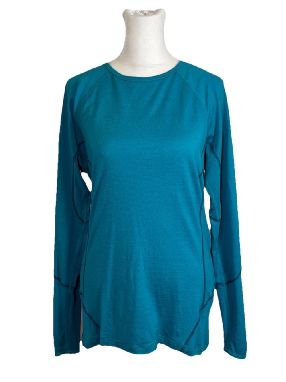Smartwool Shirt Womens Large Blue Merino Wool Long Sleeve Thermal Base Layer